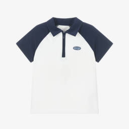 Mitch & Son-Boys White & Navy Polo Tee | Childrensalon Outlet