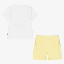 Mitch & Son-طقم شورت قطن جيرسي لون أبيض وأصفر للأولاد | Childrensalon Outlet