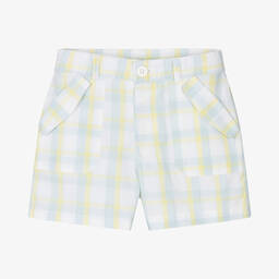 Mitch & Son-Boys Yellow & Blue Check Cotton Shorts | Childrensalon Outlet