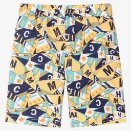 ميتش آند سون-شورت سباحة لون أصفر وأزرق للأولاد | Childrensalon Outlet