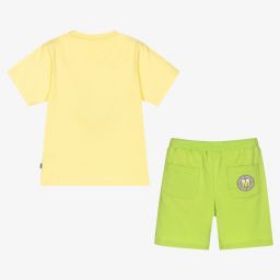 Mitch & Son-طقم شورت قطن جيرسي لون أصفر وأخضر للأولاد | Childrensalon Outlet