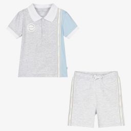 Mitch & Son-طقم شورت قطن لون رمادي وأزرق باهت للأولاد | Childrensalon Outlet