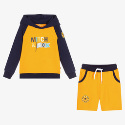 Mitch & Son-Orange & Blue Shorts Tracksuit | Childrensalon Outlet