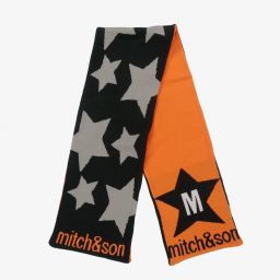 ميتش آند سون-سكارف مزيج أكريليك محبوك لون برتقالي وأخضر للأولاد (114 سم) | Childrensalon Outlet