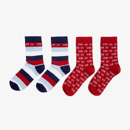 ميتش آند سون-جوارب قطن ستريتش لون أحمر و كحلي للأولاد | Childrensalon Outlet