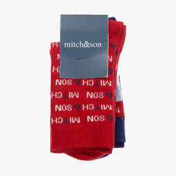 ميتش آند سون-جوارب قطن ستريتش لون أحمر و كحلي للأولاد | Childrensalon Outlet