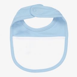 ميتش آند سون-White & Blue Cotton Baby Bib | Childrensalon Outlet