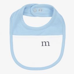 ميتش آند سون-White & Blue Cotton Baby Bib | Childrensalon Outlet
