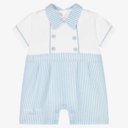 Mitch & Son-تبّان قطن جيرسي مقلم لون أبيض وأزرق للمواليد | Childrensalon Outlet