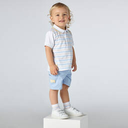 Mitch & Son-White Leather Logo Trainers | Childrensalon Outlet