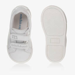 Mitch & Son-White Leather Logo Trainers | Childrensalon Outlet