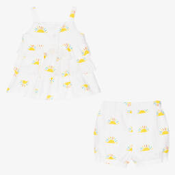 Mitty James-Baby White Cotton Sunshine Shorts Set | Childrensalon Outlet