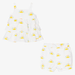 Mitty James-Baby White Cotton Sunshine Shorts Set | Childrensalon Outlet