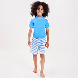Mitty James-Blue Striped Cotton Towelling Shorts | Childrensalon Outlet