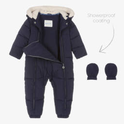 Mitty James-Boys Blue Quilted Winter Jumpsuit | Childrensalon Outlet