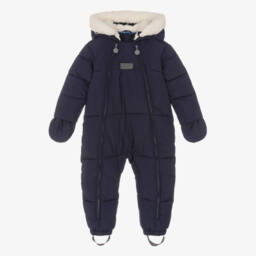 Mitty James-Boys Blue Quilted Winter Jumpsuit | Childrensalon Outlet