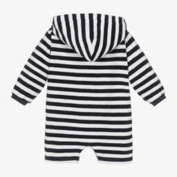 Mitty James-Boys Navy Towelling Striped Romper | Childrensalon Outlet