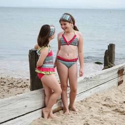 Mitty James-Girls Blue Floral & Paisley Bikini (UPF 50+) | Childrensalon Outlet