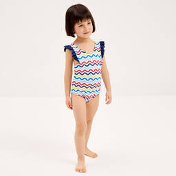 Mitty James-Купальник в сине-красную волнистую полоску для девочек | Childrensalon Outlet