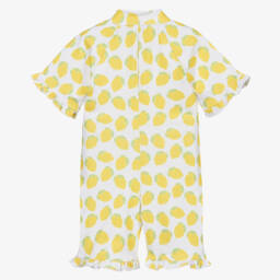 Mitty James-مايوه أبيض مزين بكشكش بطبعة الليمون للبنات | Childrensalon Outlet