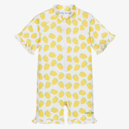 Mitty James-مايوه أبيض مزين بكشكش بطبعة الليمون للبنات | Childrensalon Outlet