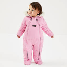 Mitty James-Girls Pink Quilted Winter Snowsuit | Childrensalon Outlet