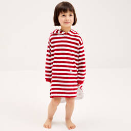 Mitty James-Girls Red Striped Hooded Robe | Childrensalon Outlet