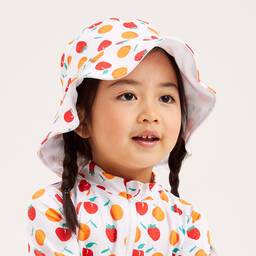 Mitty James-Бело-оранжевая панама с фруктами для девочек (UPF50+) | Childrensalon Outlet