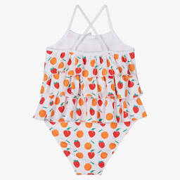 Mitty James-مايّو كشكش لون أبيض بطبعة ملونة للبنات | Childrensalon Outlet