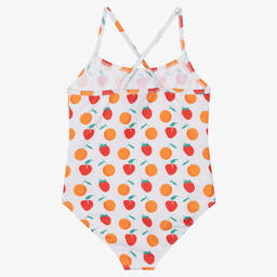 Mitty James-Бело-оранжевый купальник с фруктами для девочек | Childrensalon Outlet