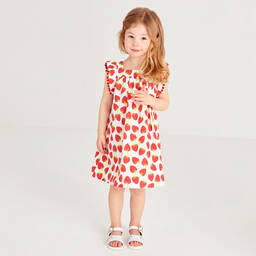 Mitty James-Girls White & Red Cotton Strawberry Dress | Childrensalon Outlet