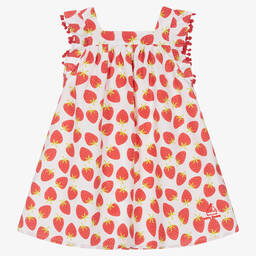 Mitty James-Girls White & Red Cotton Strawberry Dress | Childrensalon Outlet