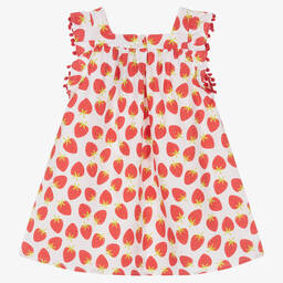 Mitty James-Girls White & Red Cotton Strawberry Dress | Childrensalon Outlet