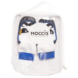 موكيس-سليبرز مزيج قطن صديق للبيئة لون أبيض وأزرق | Childrensalon Outlet