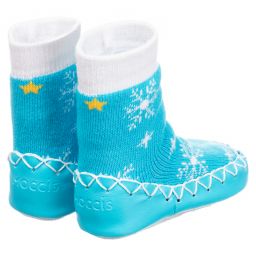 Moccis-Blue & White Slipper Socks | Childrensalon Outlet