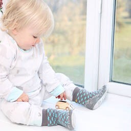 Moccis-Grey & Blue Slipper Shoes | Childrensalon Outlet
