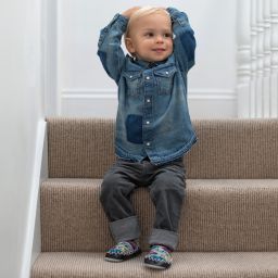 موكيس-جوارب سليبرز لون رمادي بنعل واقي | Childrensalon Outlet