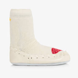 موكيس-جوارب سليبرز لون عاجي بنعل واقي | Childrensalon Outlet