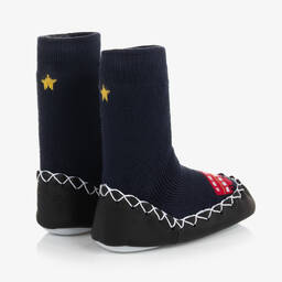 Moccis-Navy Blue Indoor Slipper Shoes | Childrensalon Outlet