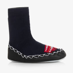 Moccis-Navy Blue Indoor Slipper Shoes | Childrensalon Outlet