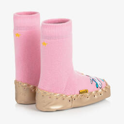 Moccis-Pink & Gold Slipper Socks | Childrensalon Outlet