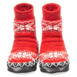 Moccis-Red Wool Slipper Socks | Childrensalon Outlet