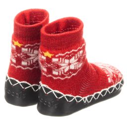 Moccis-Red Wool Slipper Socks | Childrensalon Outlet