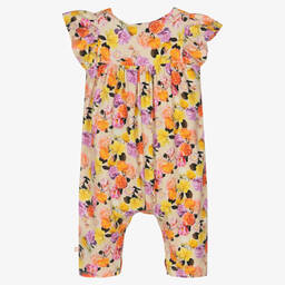 Molo-Baby Girls Beige Floral Cotton Romper | Childrensalon Outlet