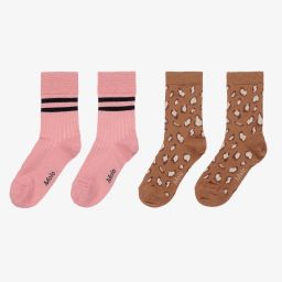 Molo-Beige & Pink Socks (2 Pack) | Childrensalon Outlet