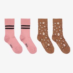 Molo-Beige & Pink Socks (2 Pack) | Childrensalon Outlet
