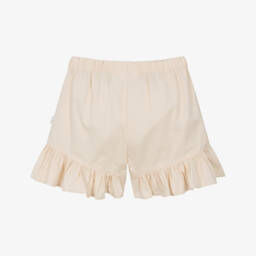 Molo-Beige Twill Ruffle Girl Shorts | Childrensalon Outlet