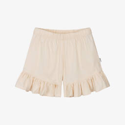 Molo-Beige Twill Ruffle Girl Shorts | Childrensalon Outlet