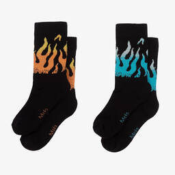 Molo-Black Flame Cotton Socks (2 Pack) | Childrensalon Outlet