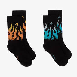 Molo-Black Flame Cotton Socks (2 Pack) | Childrensalon Outlet